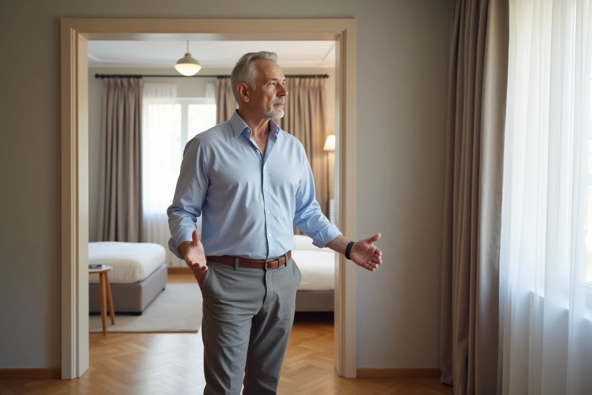 Agent immobilier présentant l'alcôve d'un appartement T1bis comme argument de valorisation locative