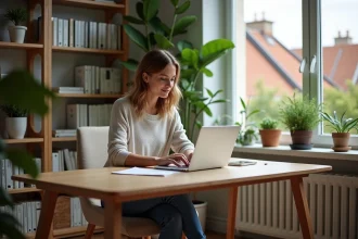 Femme travaillant à son bureau dans un bureau lumineux à Bayonne
