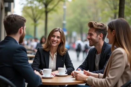 Groupe de jeunes professionnels au café à Saint Germain