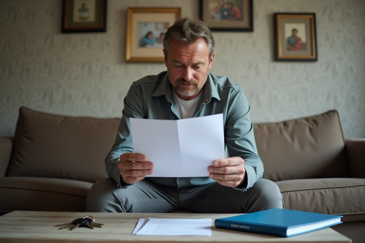 Homme examinant une lettre d