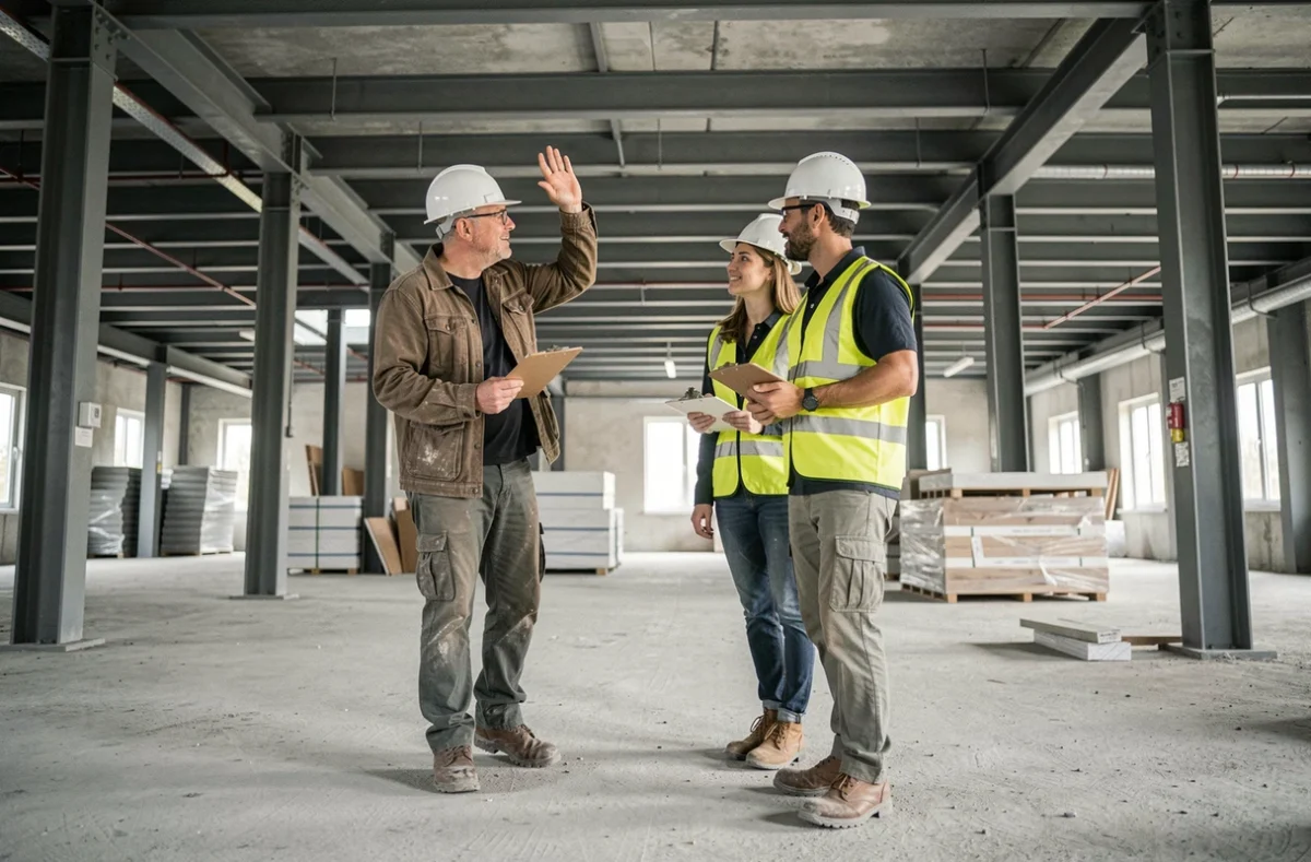 Futurs copropriétaires visitant le chantier de leur logement participatif en construction